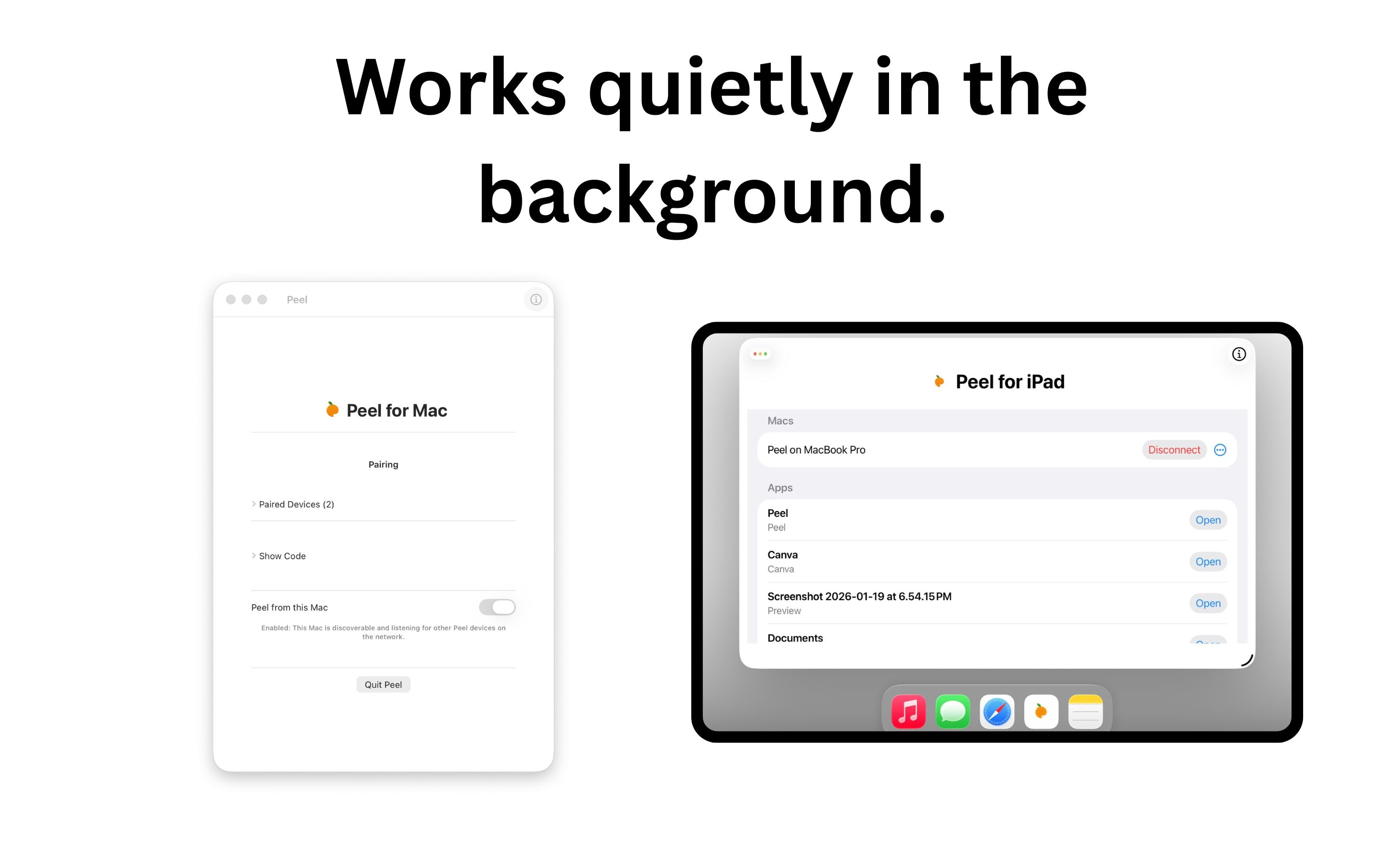Peel works quietly in the background.